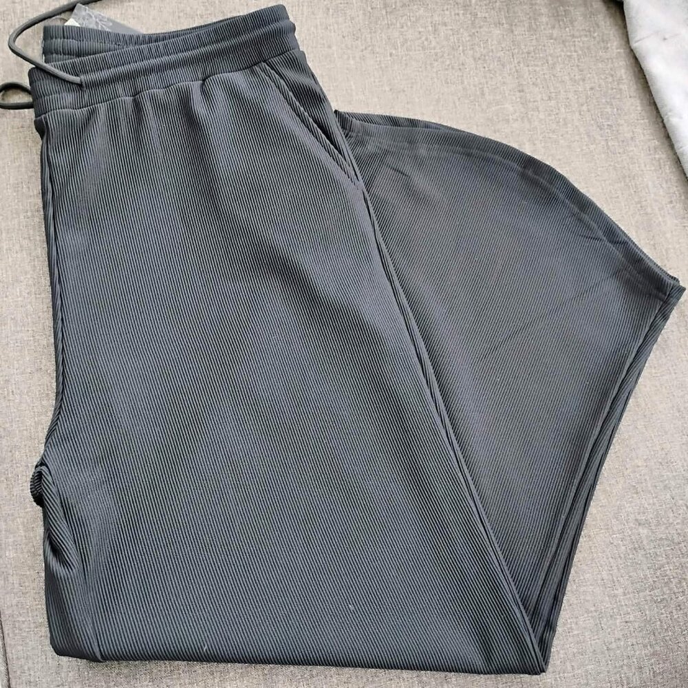 Creation by Fashion Cage Black Ribbed Wide Leg Pants